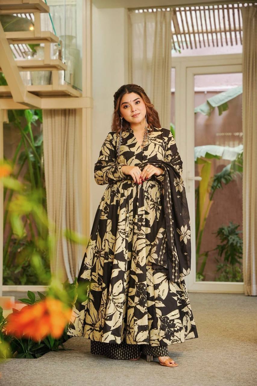 Myra Maslin Cotton Digital Print Anarkali Set