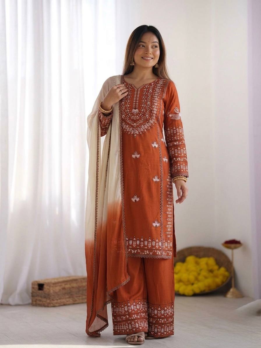 Noor Zahra Embroidered Rayon Cotton Farshi Suit Set