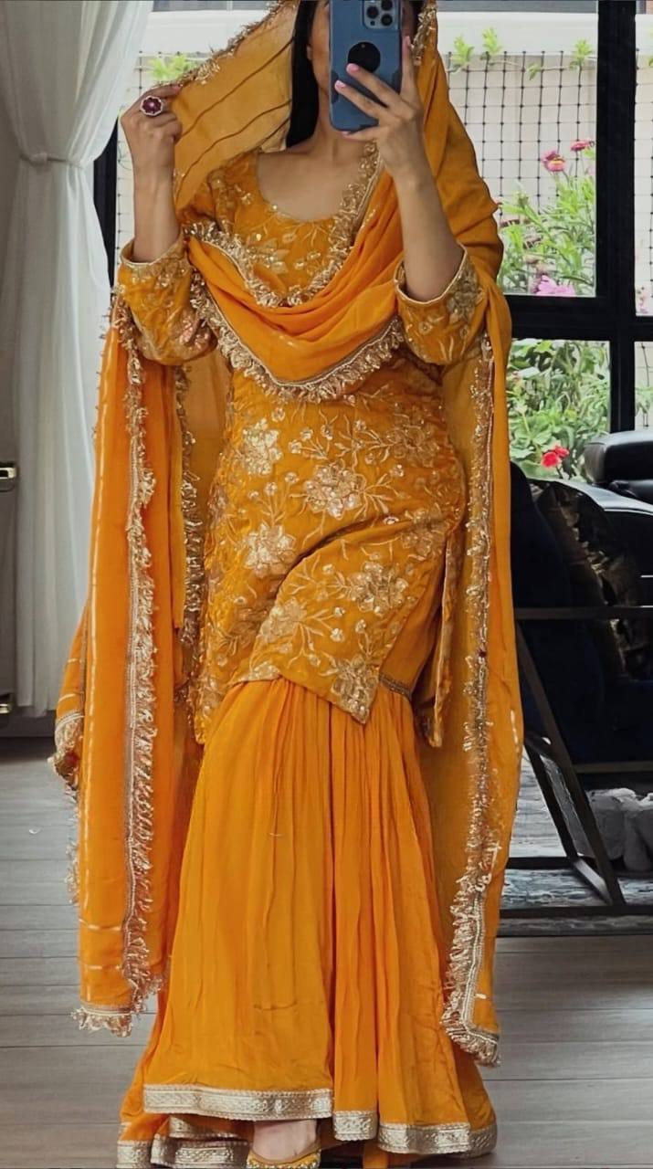 Velnira Lace Glow Sharara Set