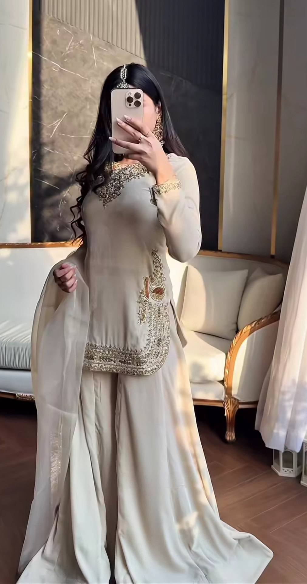 Avelira Satin Glow Sharara Set