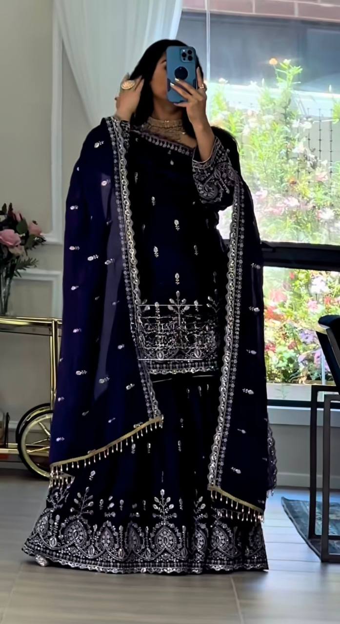 Zyvana Georgette Sequence Sharara Set