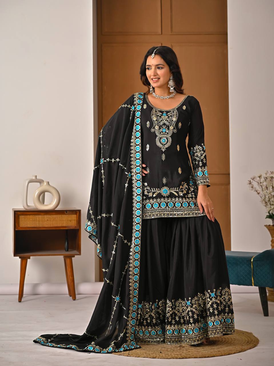 Zareen Vichitra Silk Sharara Set