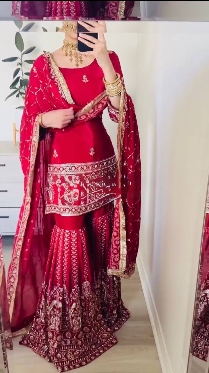 Azeeva Chinon Thread Sharara Set