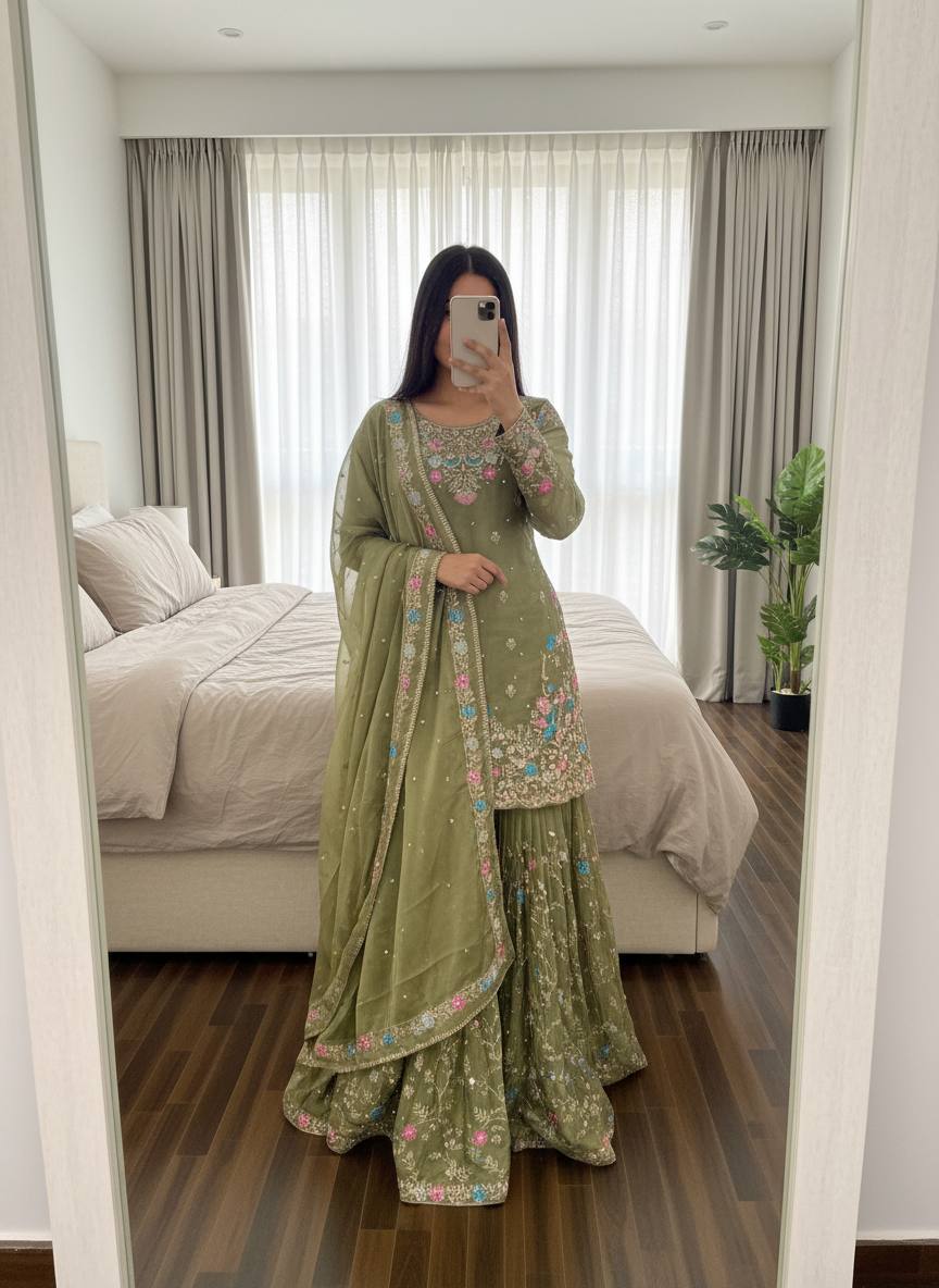 Ziranya Jmc Silk Moti Anarkali Set