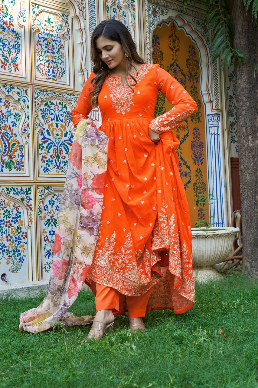 Neyrisa Georgette Flair Gown Set