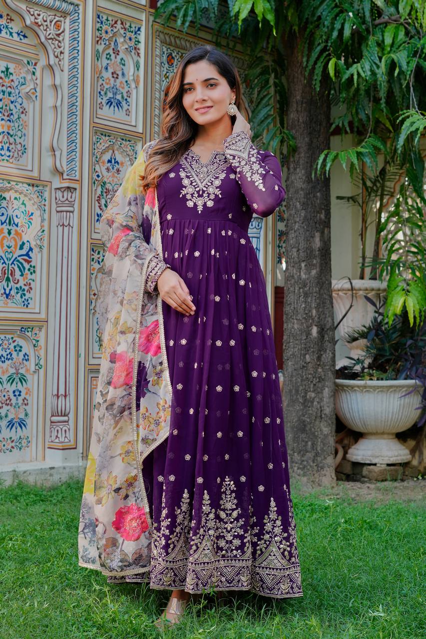 Neyrisa Georgette Flair Gown Set