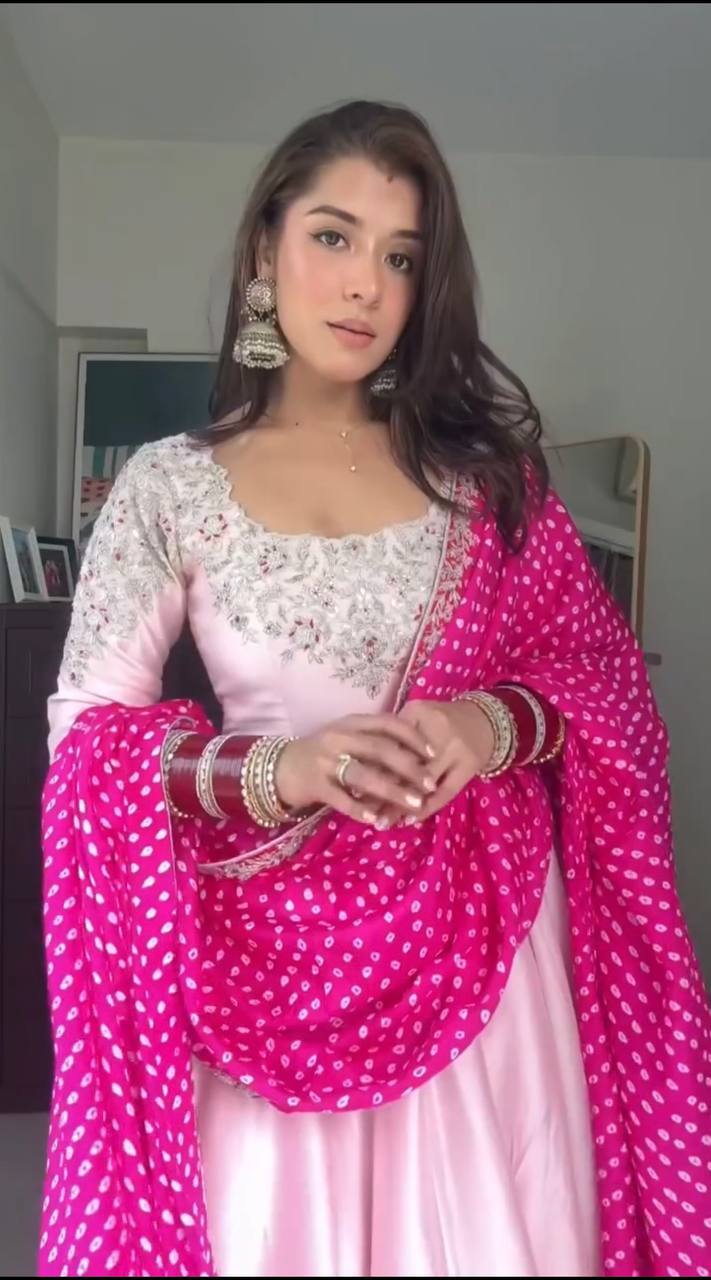 Velmira Crepe Silk Designer Gown Set