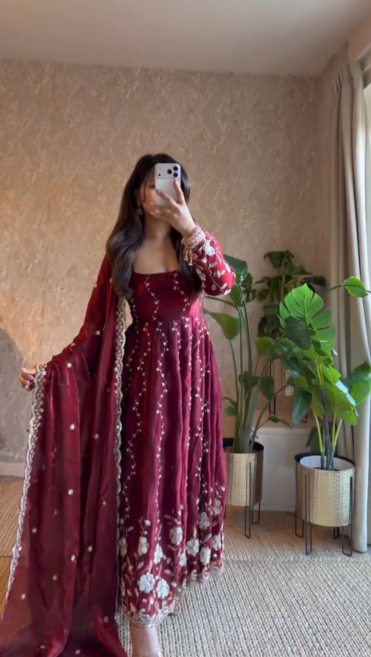 Elmira Fendy Silk Anarkali Set