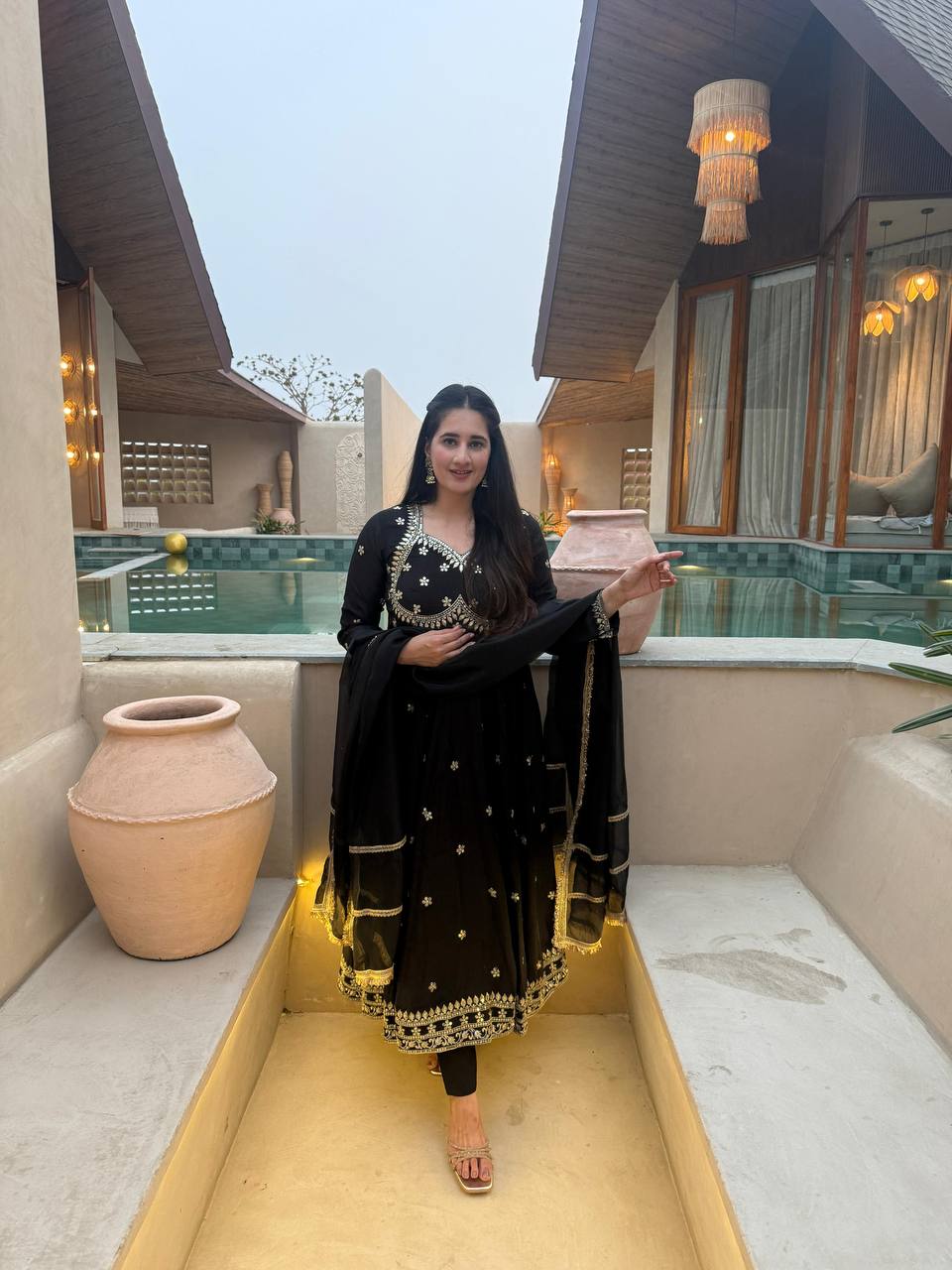 Virexa Vichitra Silk Anarkali Set