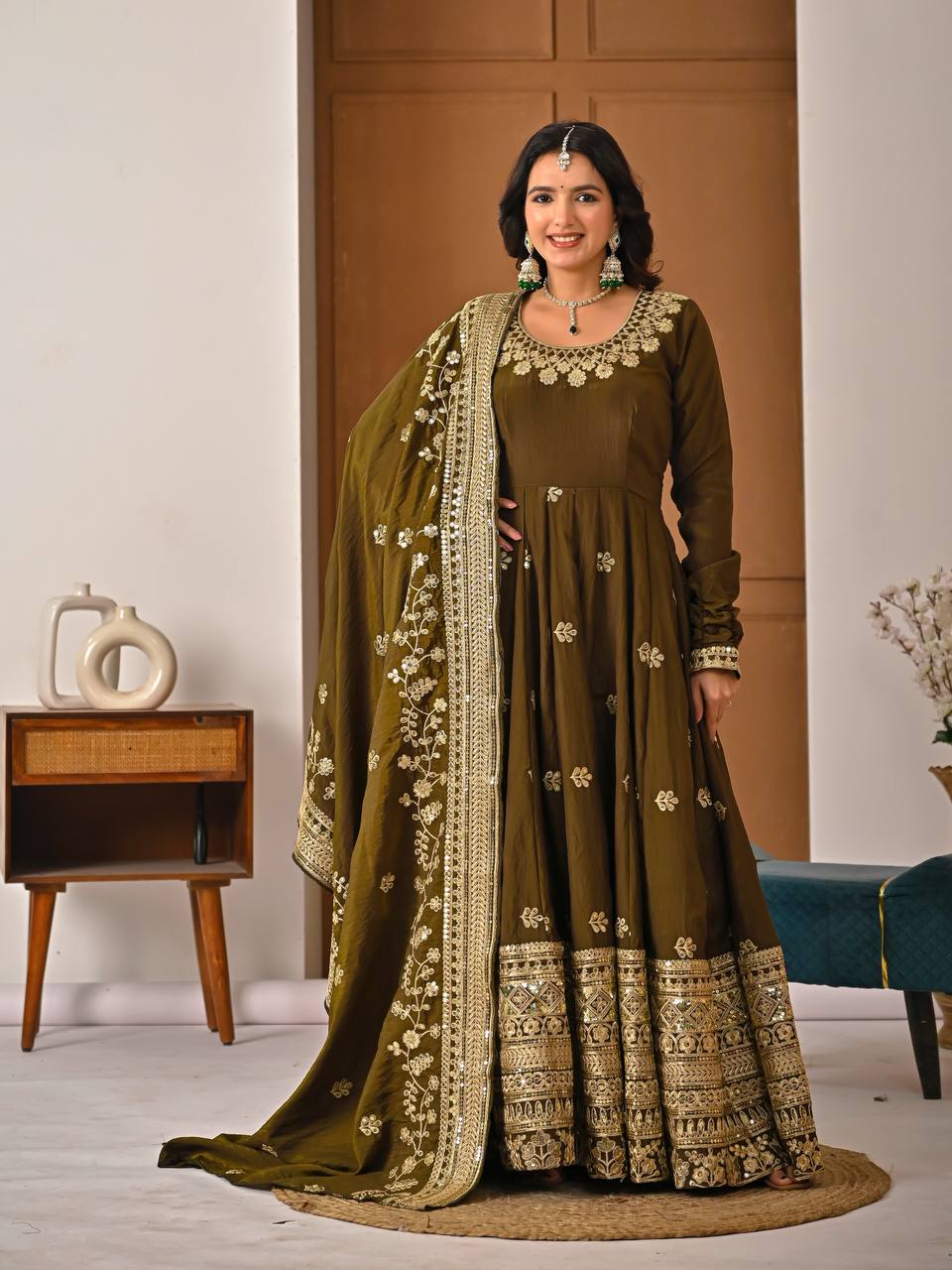 Ishmika Vichitra Silk Anarkali Suit Set
