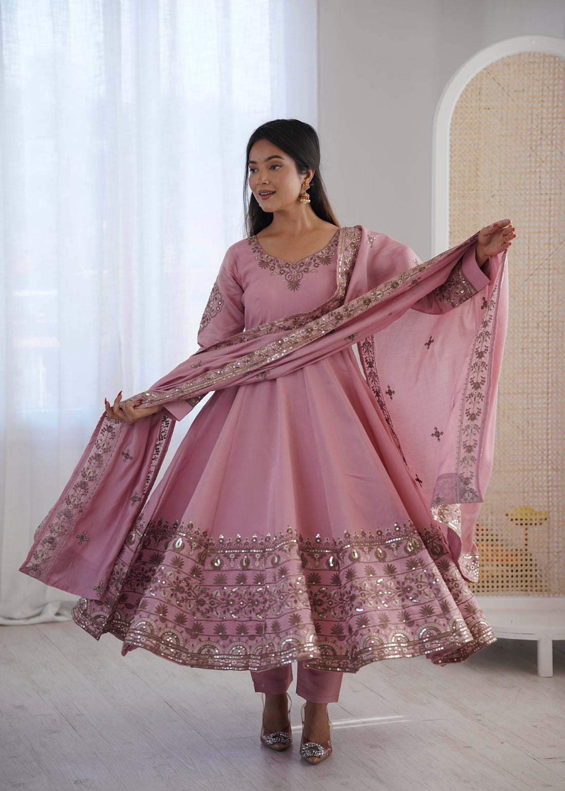 Aarohi Royal Roman Silk Gown Set