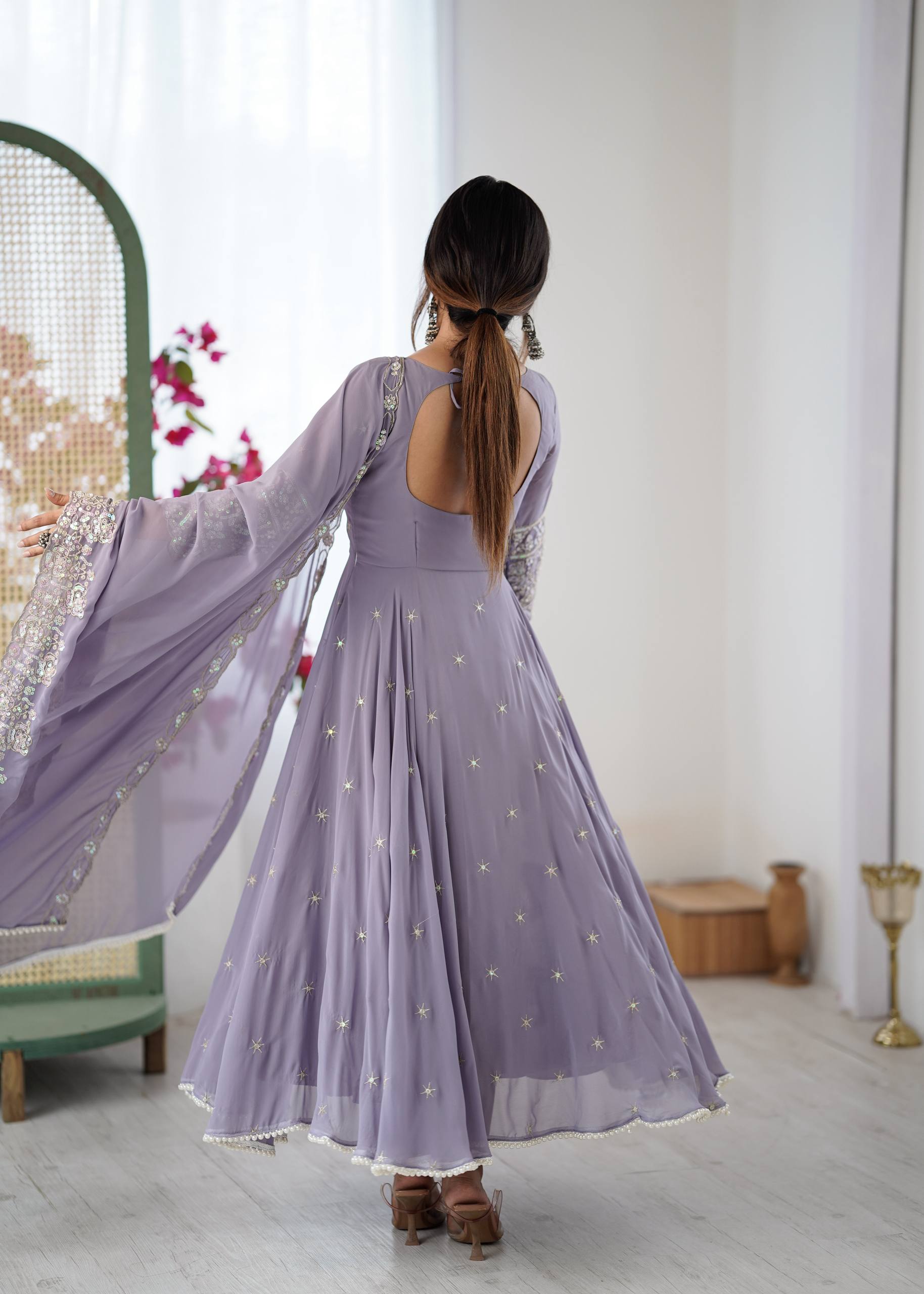 Meher Rainbow Sequence Anarkali Gown Set