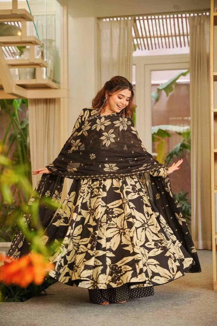 Myra Maslin Cotton Digital Print Anarkali Set