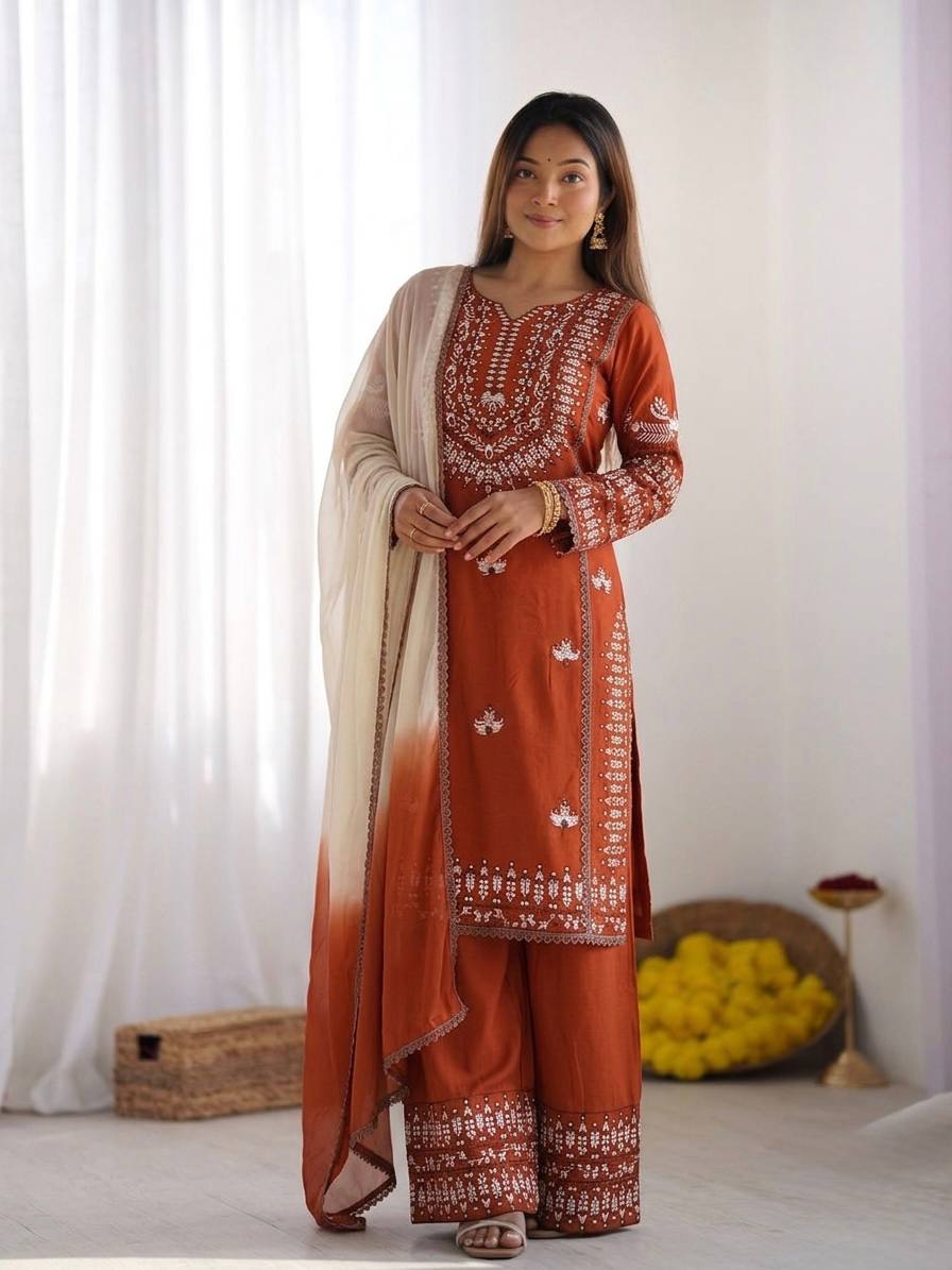 Noor Zahra Embroidered Rayon Cotton Farshi Suit Set