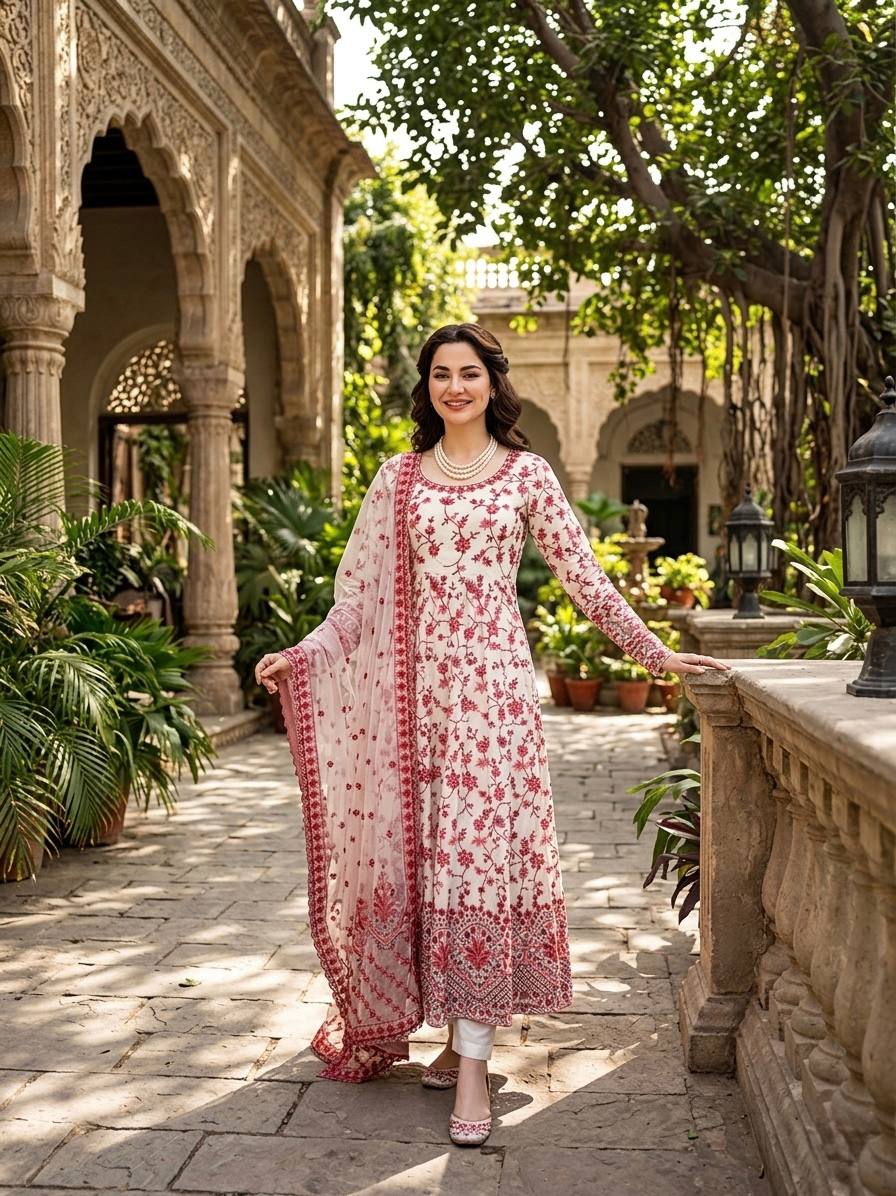 shaal Noor Floral Anarkali Suit Set