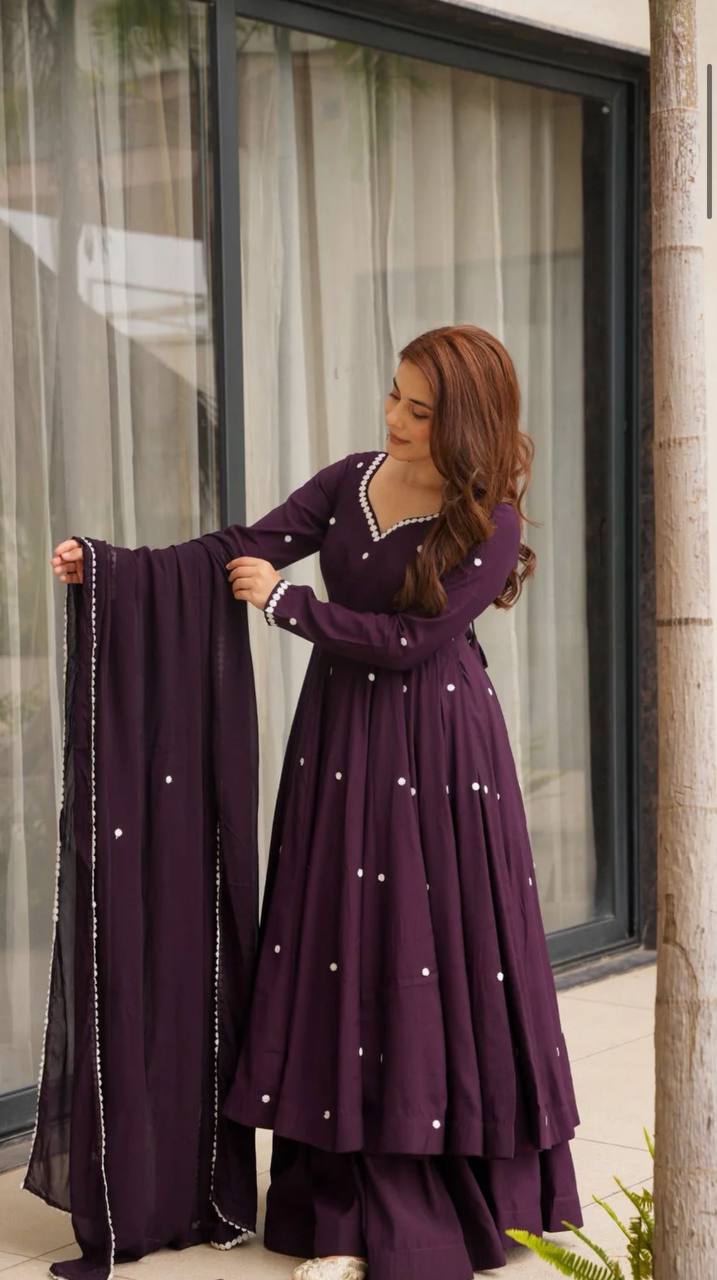 MAHIRA WINE ANARKALI SUIT SET