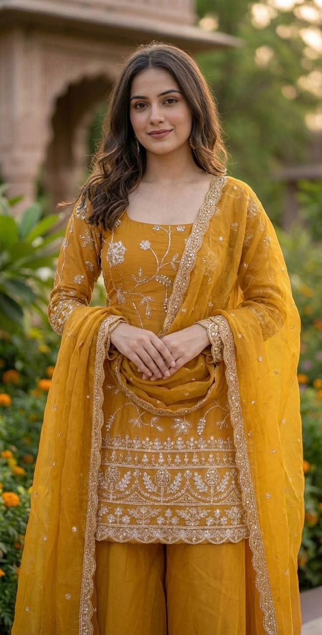 Evara Frendy Silk Zari Palazzo Set