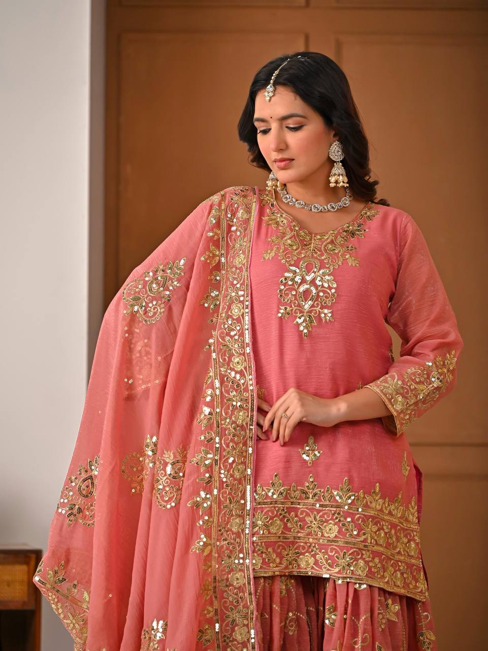 Zynira Crunchy Silk Sharara Set