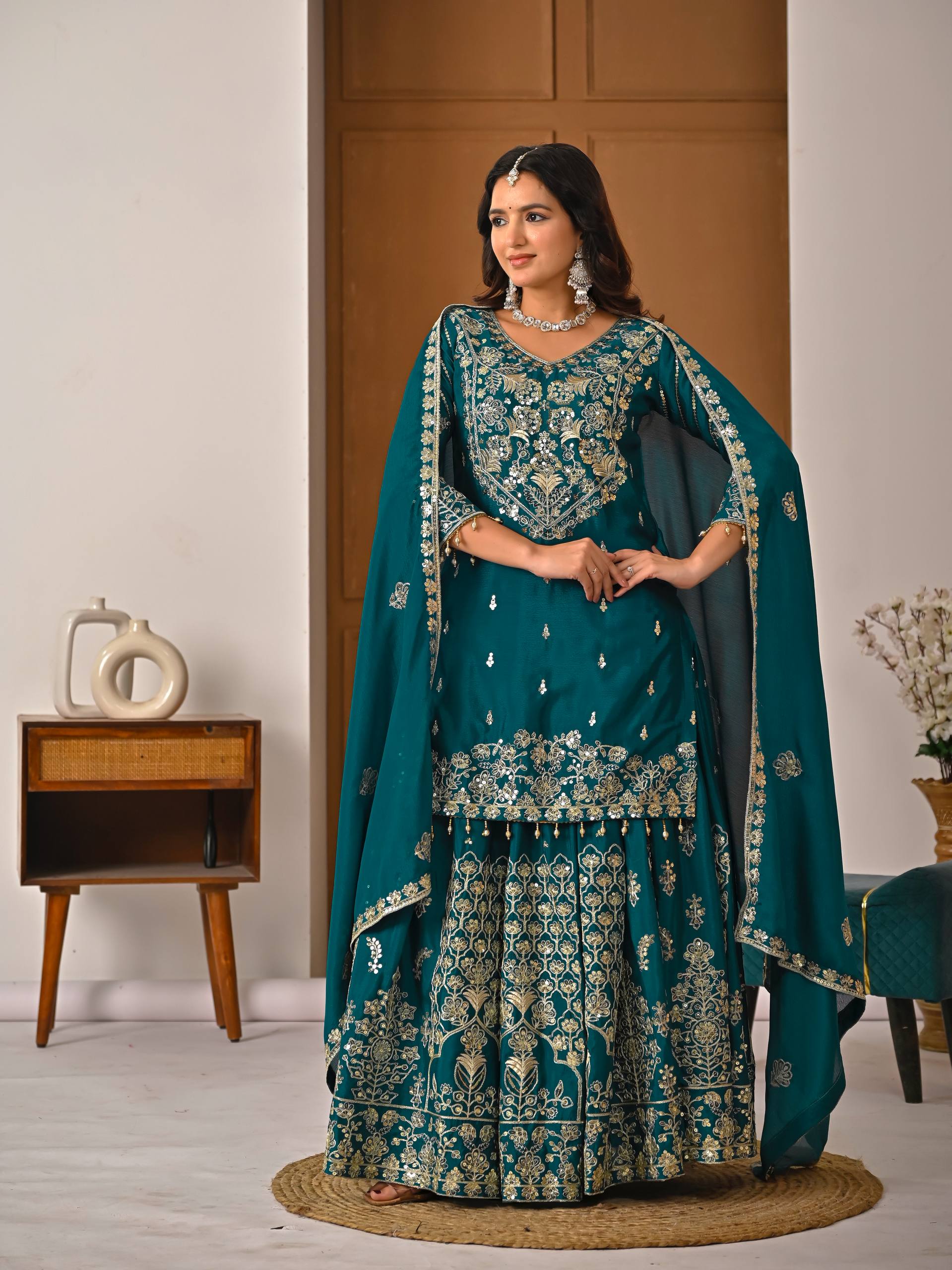 Azelra Chinnon Zari Lehenga Set