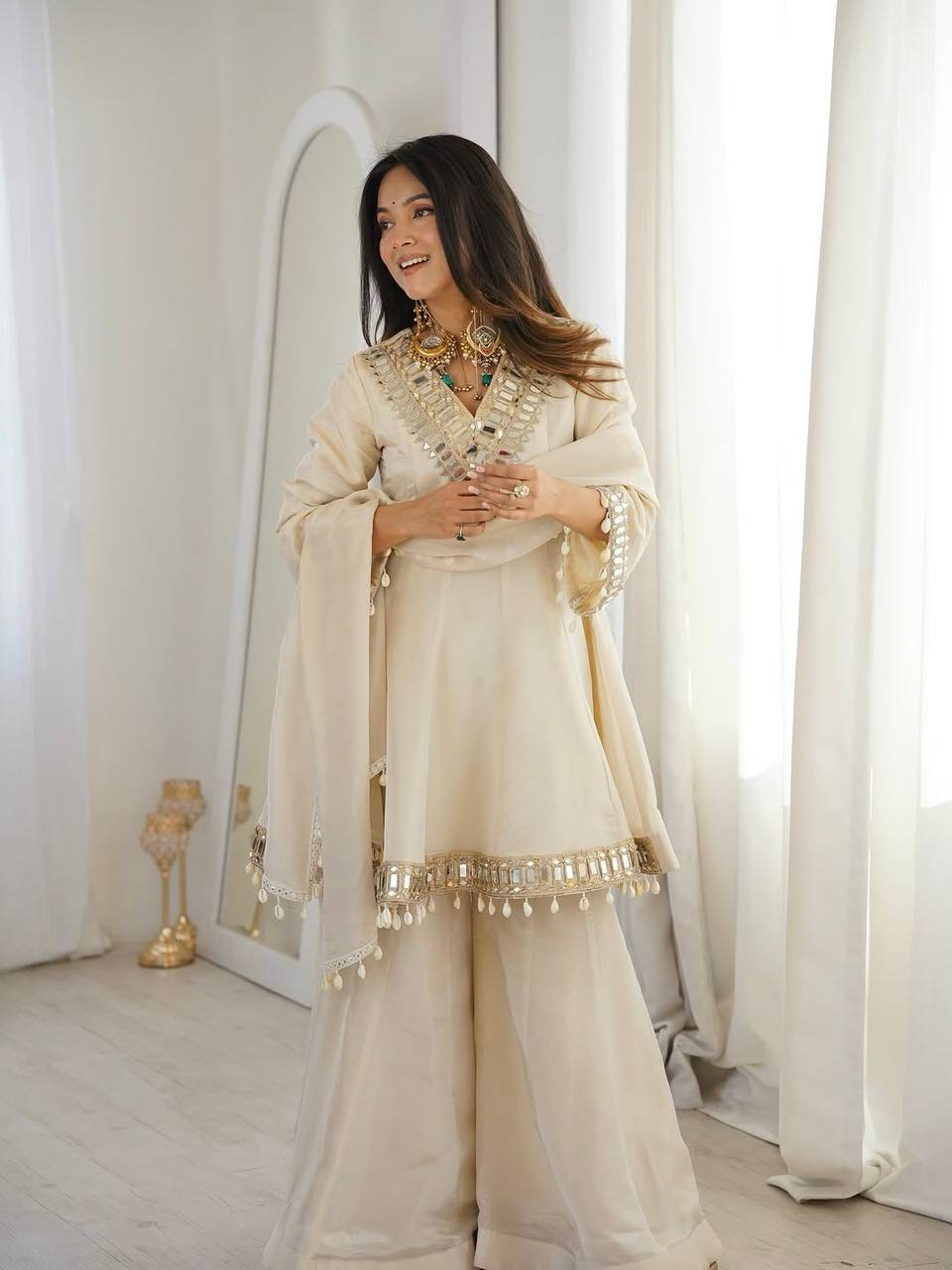 Avenya Organza Mirror Sharara Set