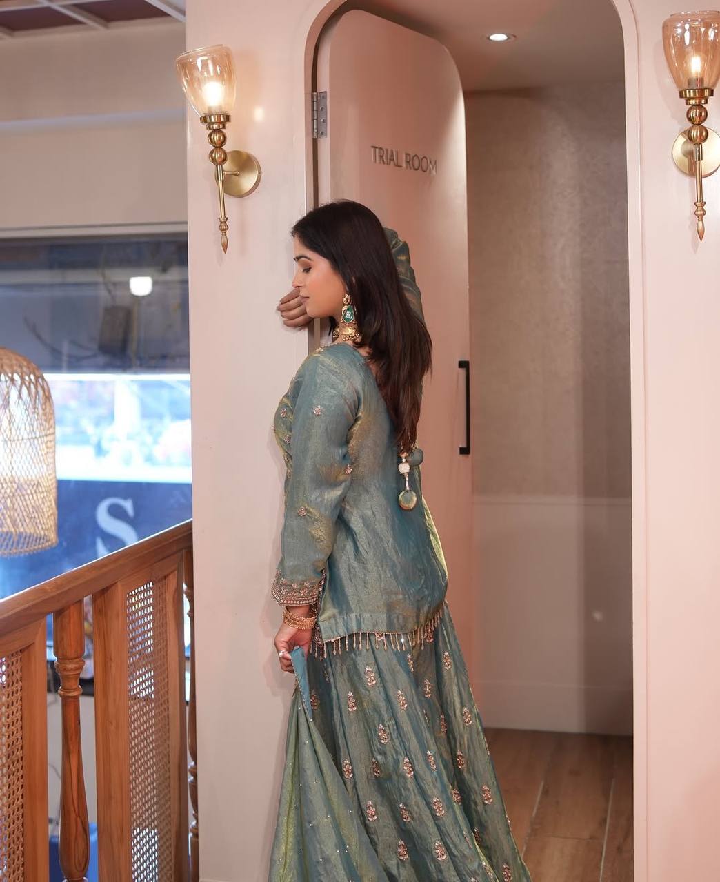 Zorevia Fendy Silk Royal Sharara Set