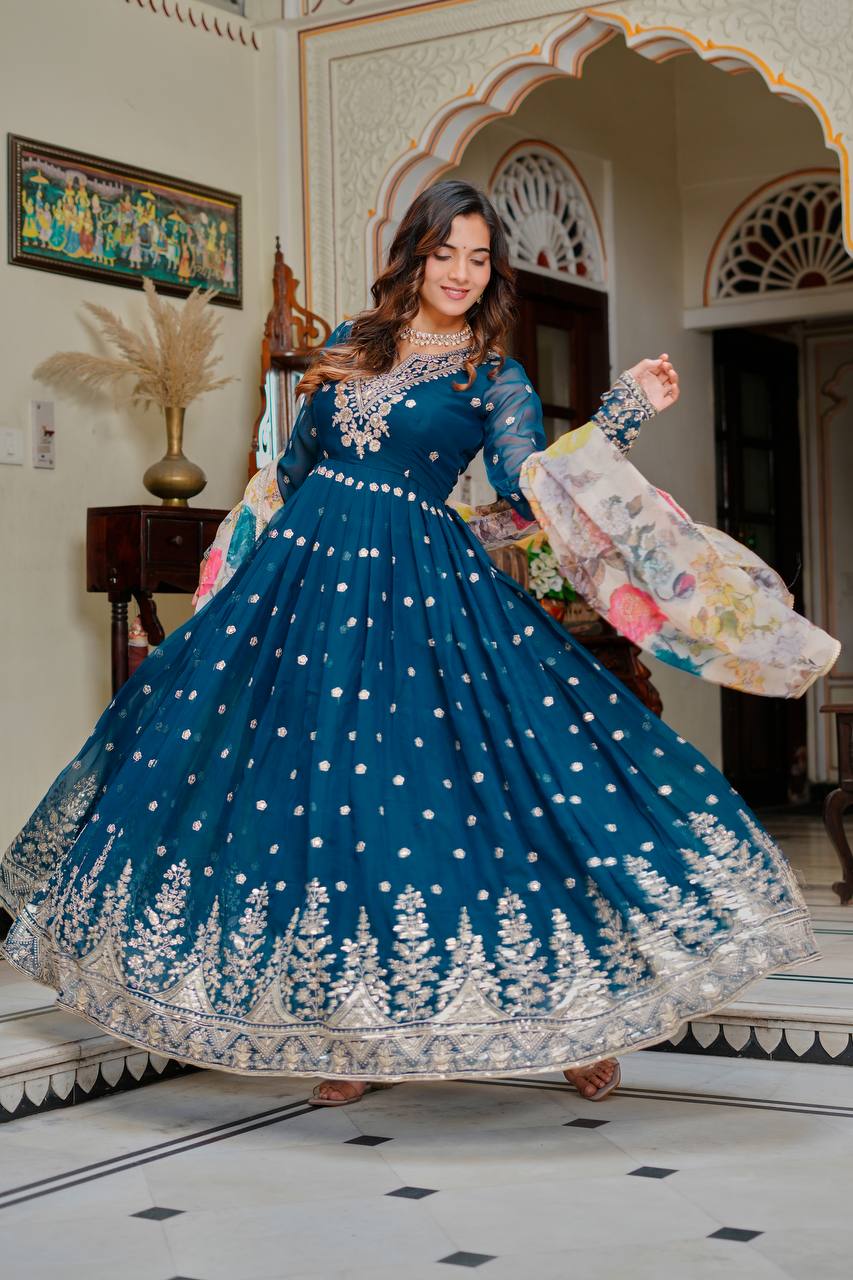 Neyrisa Georgette Flair Gown Set
