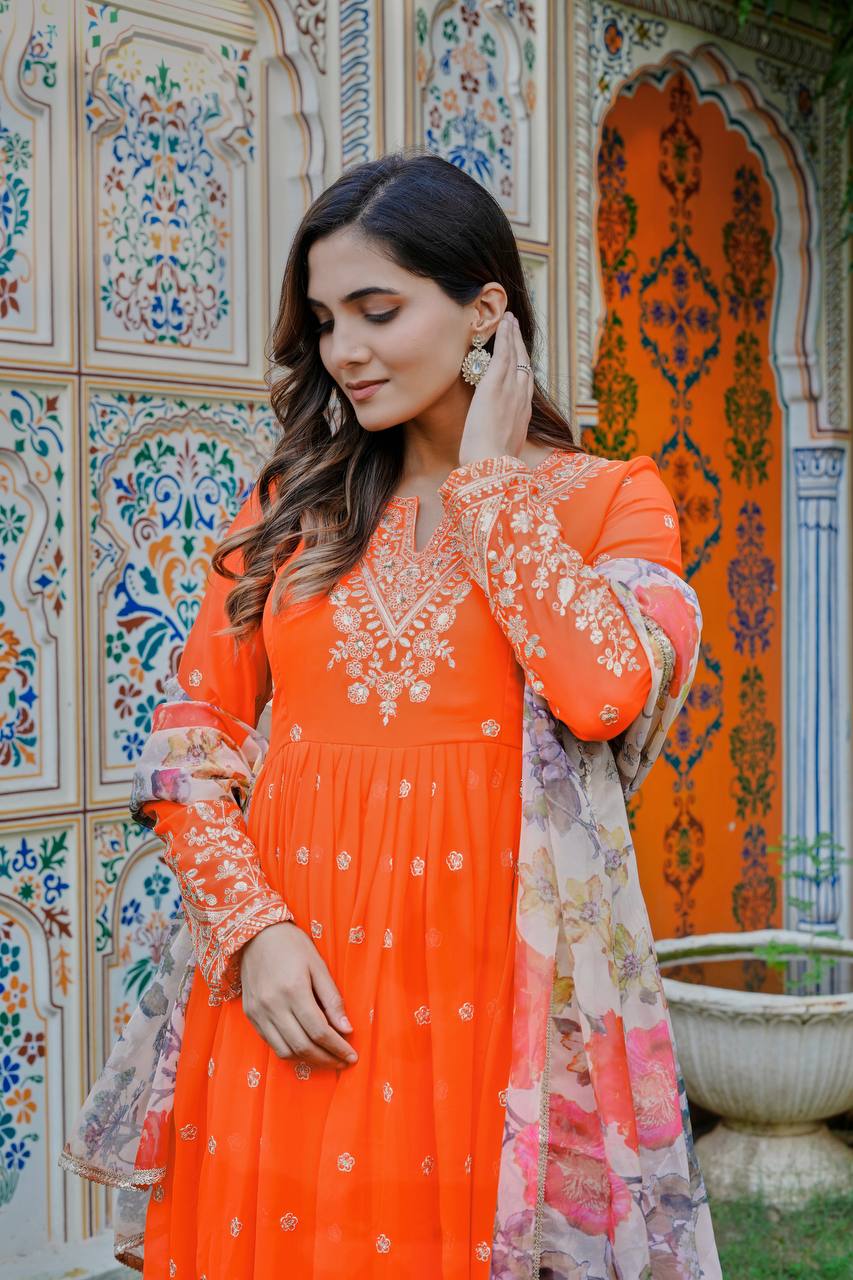 Neyrisa Georgette Flair Gown Set