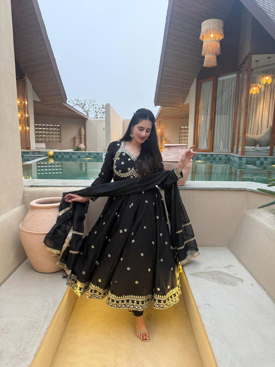 Virexa Vichitra Silk Anarkali Set