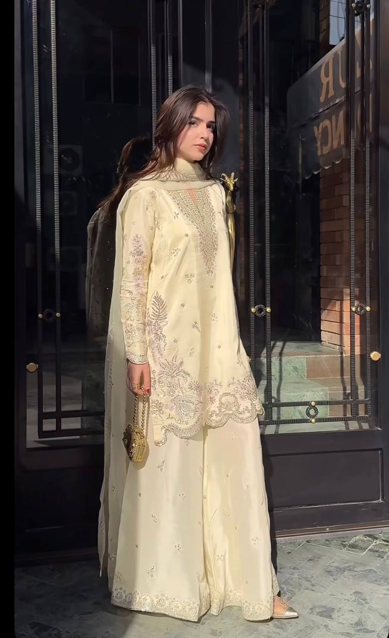 Zyvella Crepe Silk Sharara Ensemble