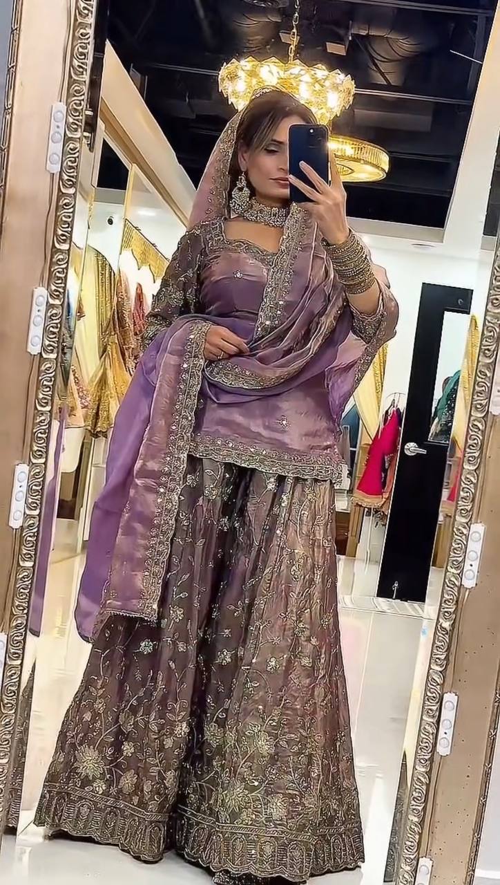 Zeenat Zari Embroidered Frendy Silk Palazzo Set