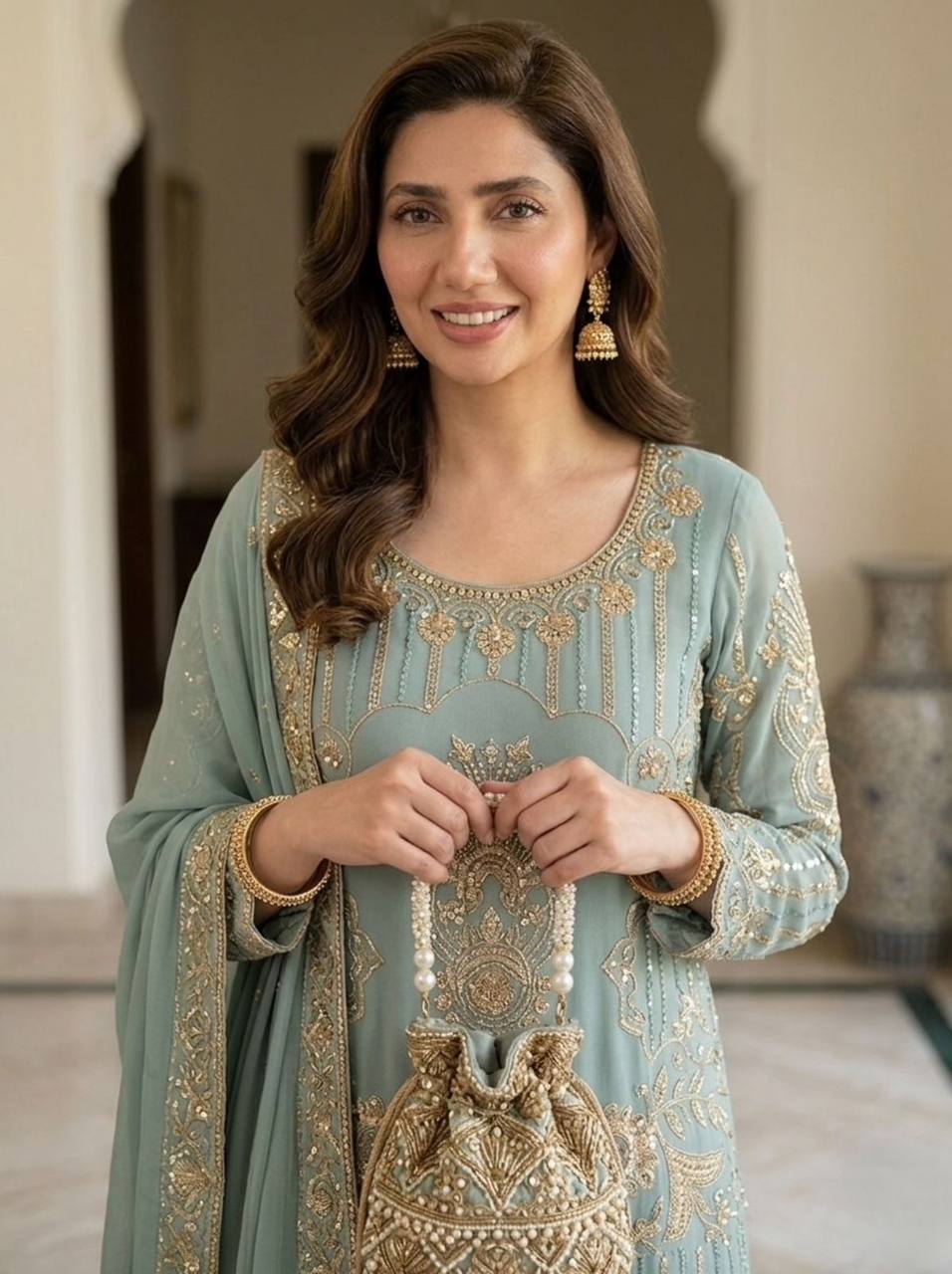 Sahar Sequence Embroidered Georgette Sharara Set
