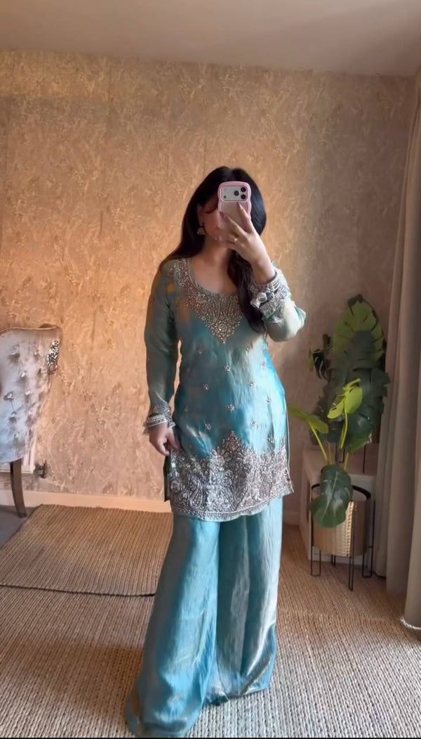 Aafreen Luxe Silk Plazo Set