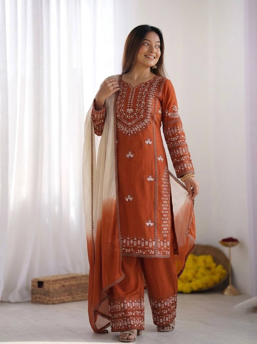 Noor Zahra Embroidered Rayon Cotton Farshi Suit Set