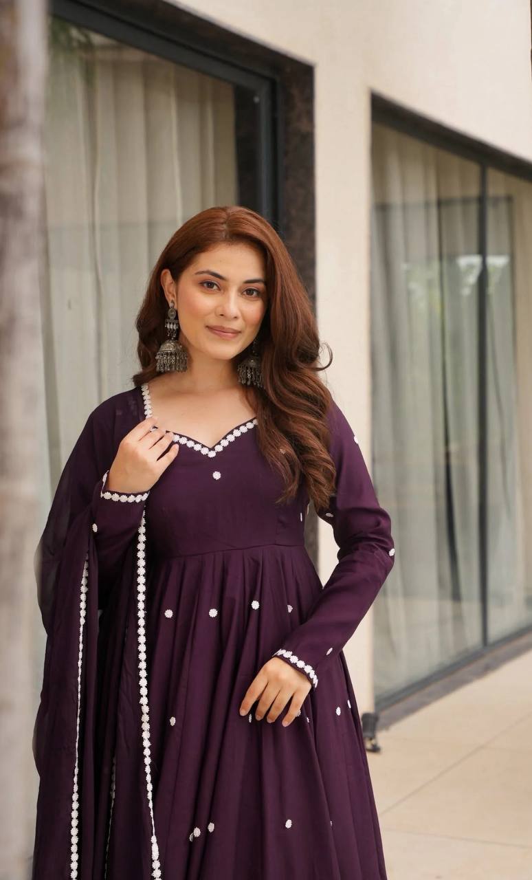 MAHIRA WINE ANARKALI SUIT SET