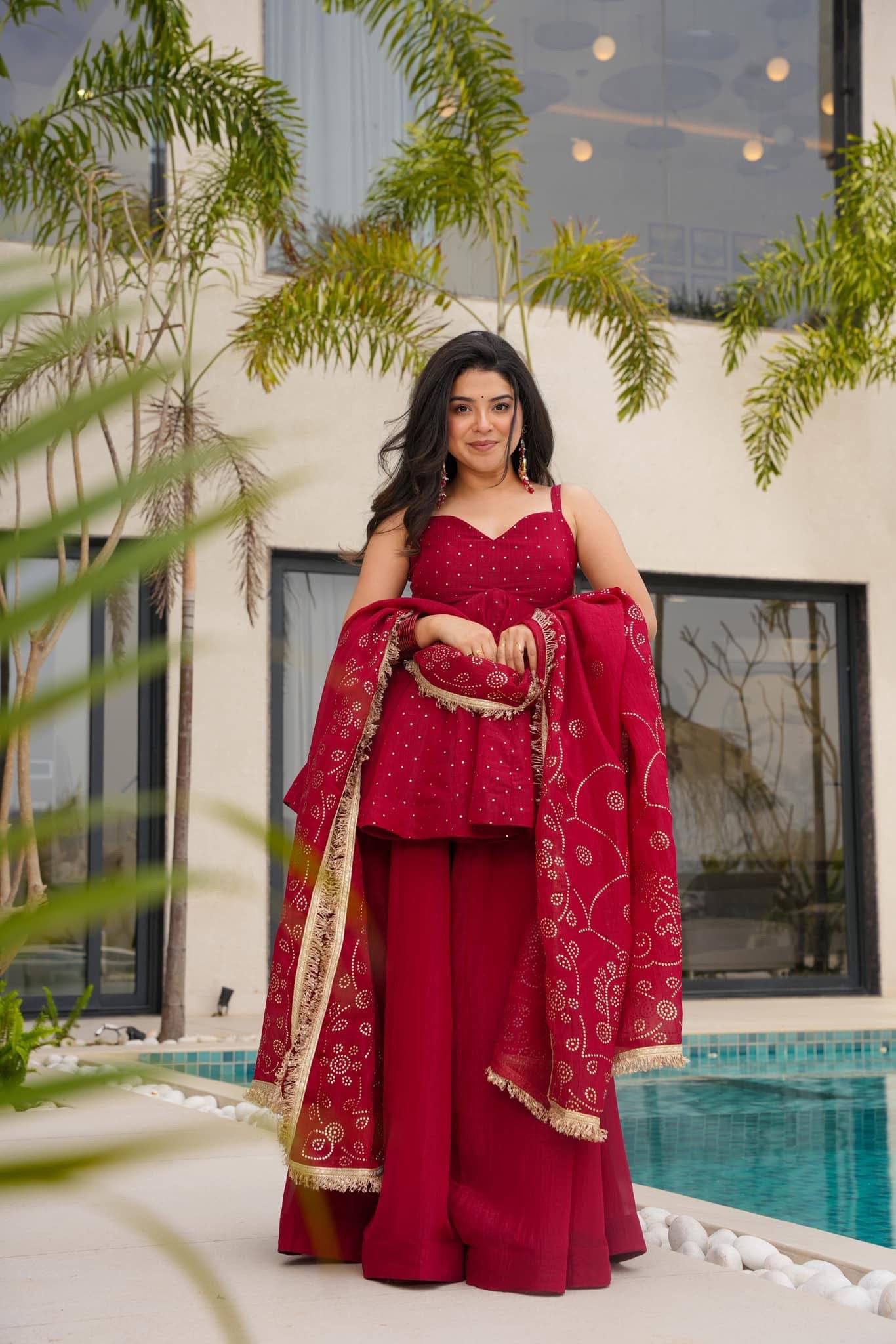 Nooraya Mukaish Sharara Set