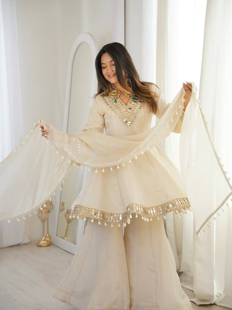 Avenya Organza Mirror Sharara Set