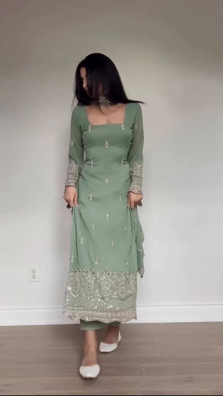 Zivara Georgette Thread Pant Set