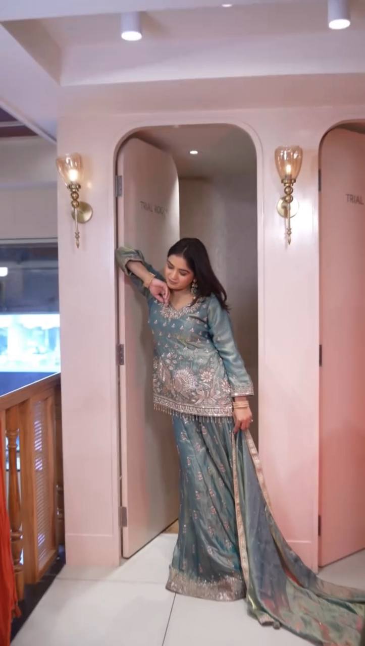Zorevia Fendy Silk Royal Sharara Set