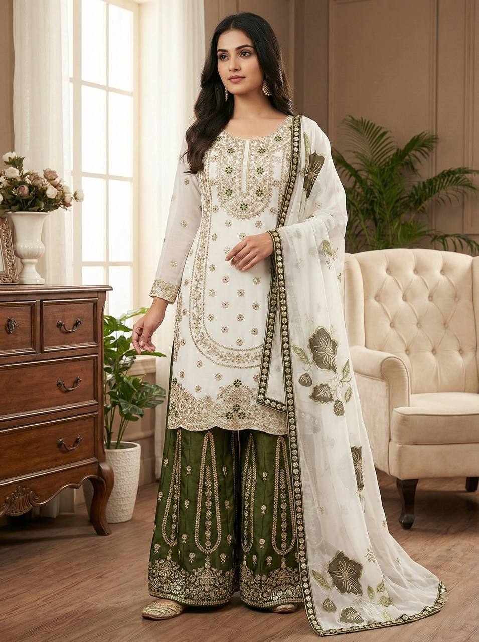Zenvika gmy Silk Fusion Palazzo Set