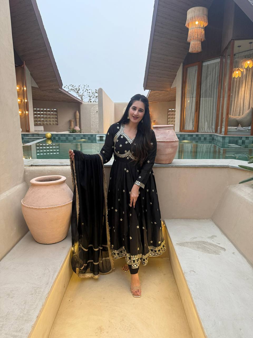 Virexa Vichitra Silk Anarkali Set