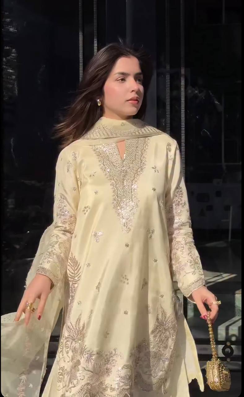 Zyvella Crepe Silk Sharara Ensemble