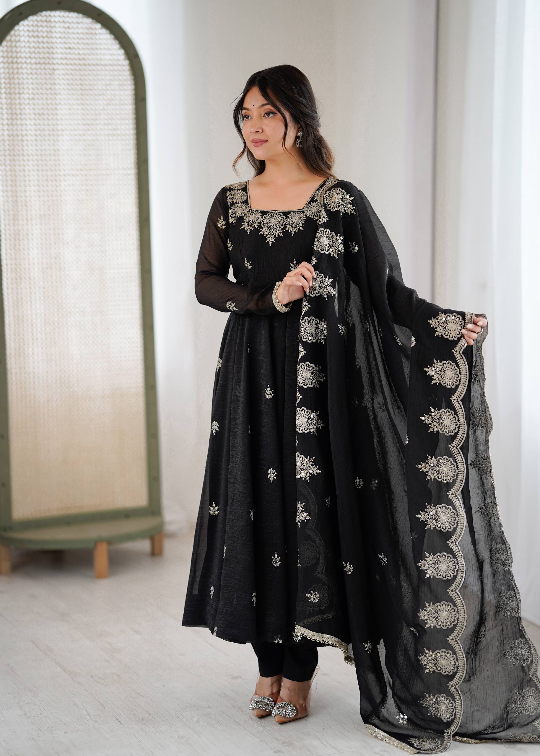 Anaya Crunchy Silk Embroidery Gown Set