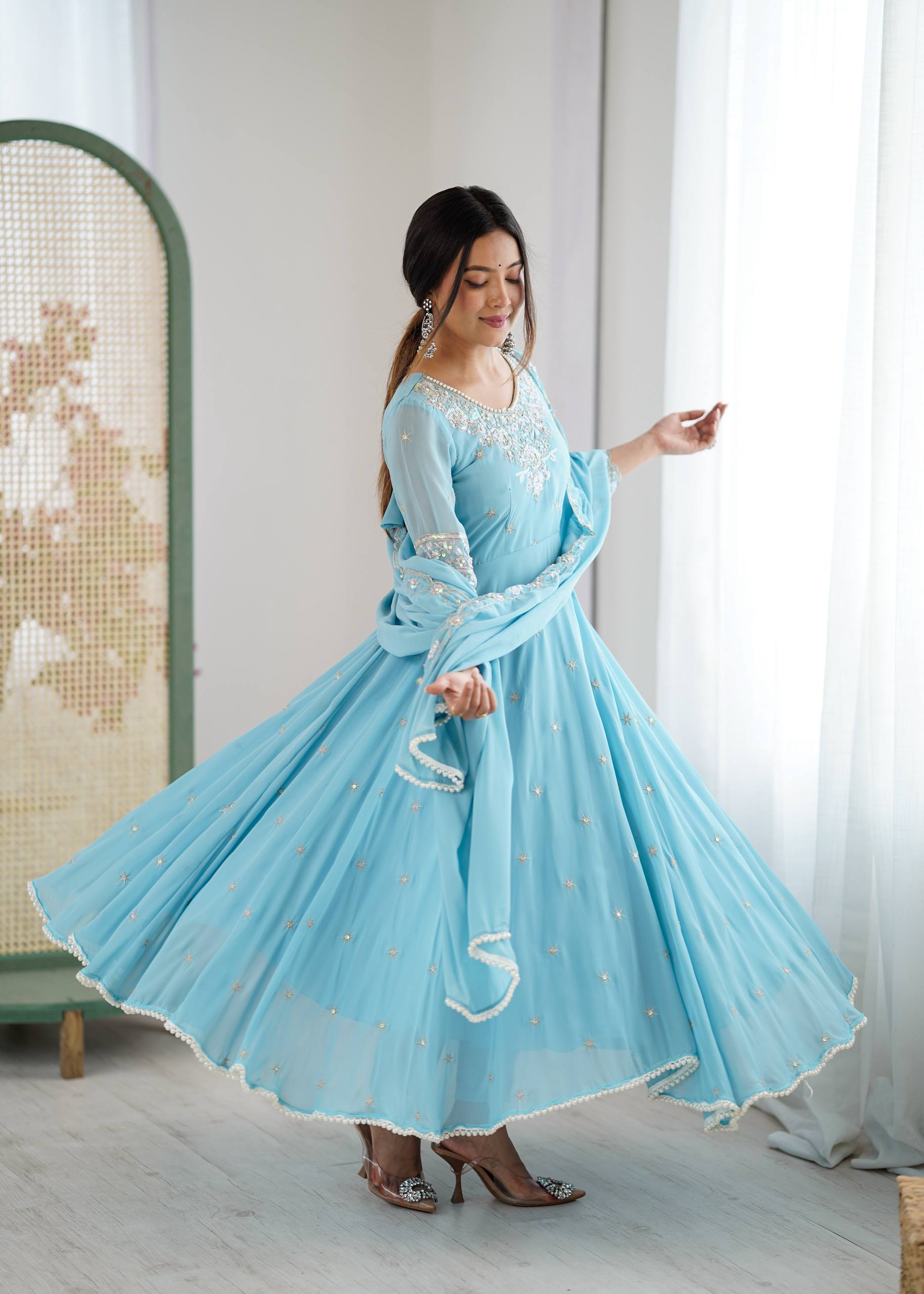Meher Rainbow Sequence Anarkali Gown Set