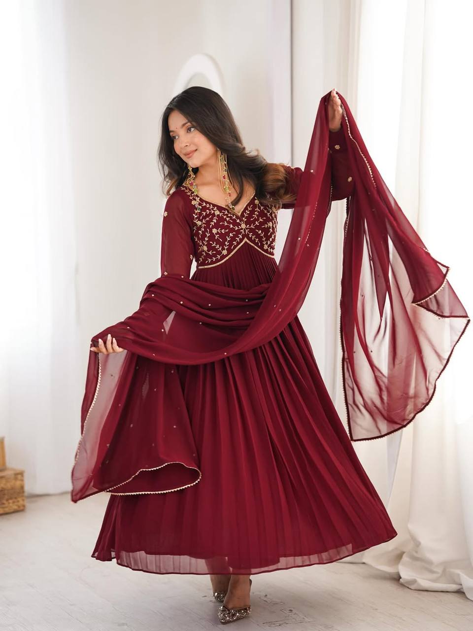 Ruhani Faux Georgette Handwork Gown Set