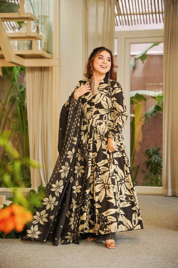 Myra Maslin Cotton Digital Print Anarkali Set