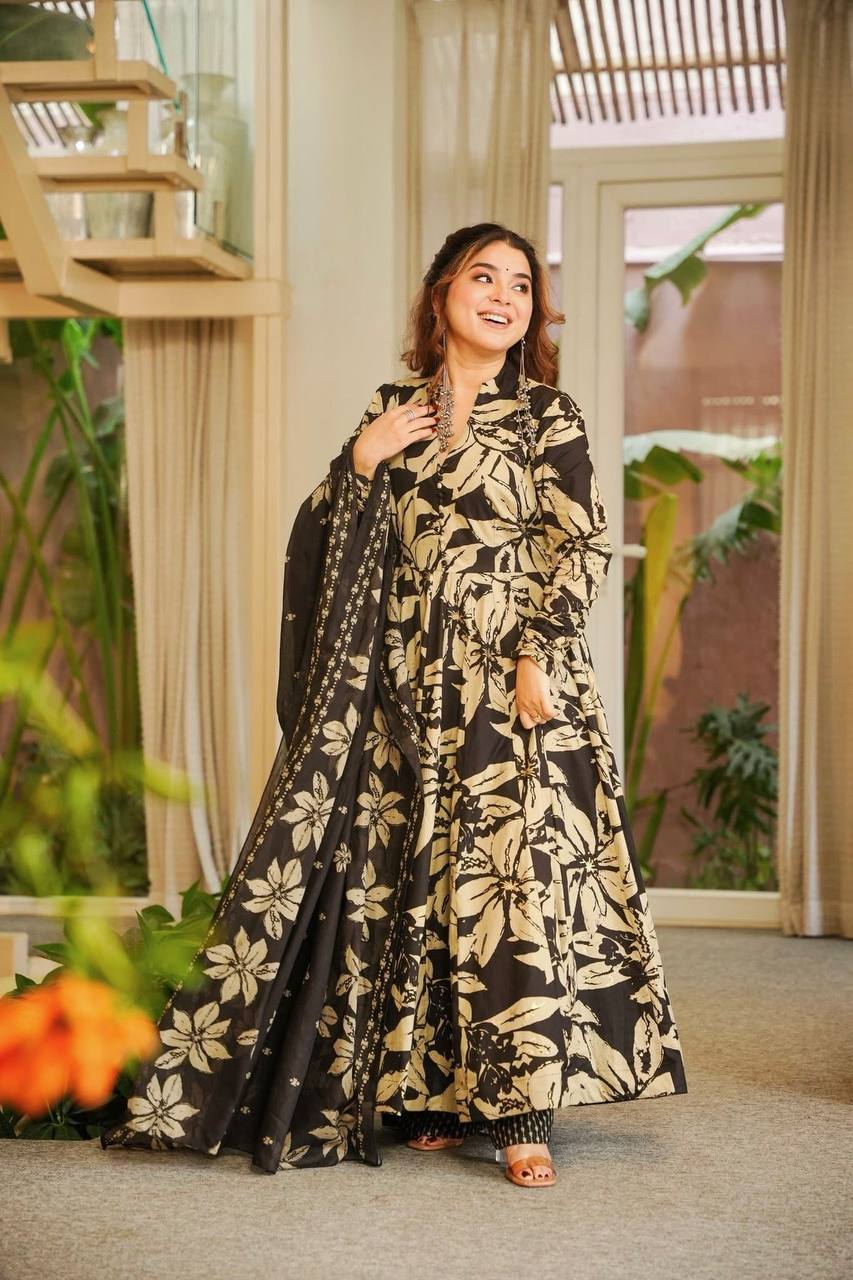 Myra Maslin Cotton Digital Print Anarkali Set