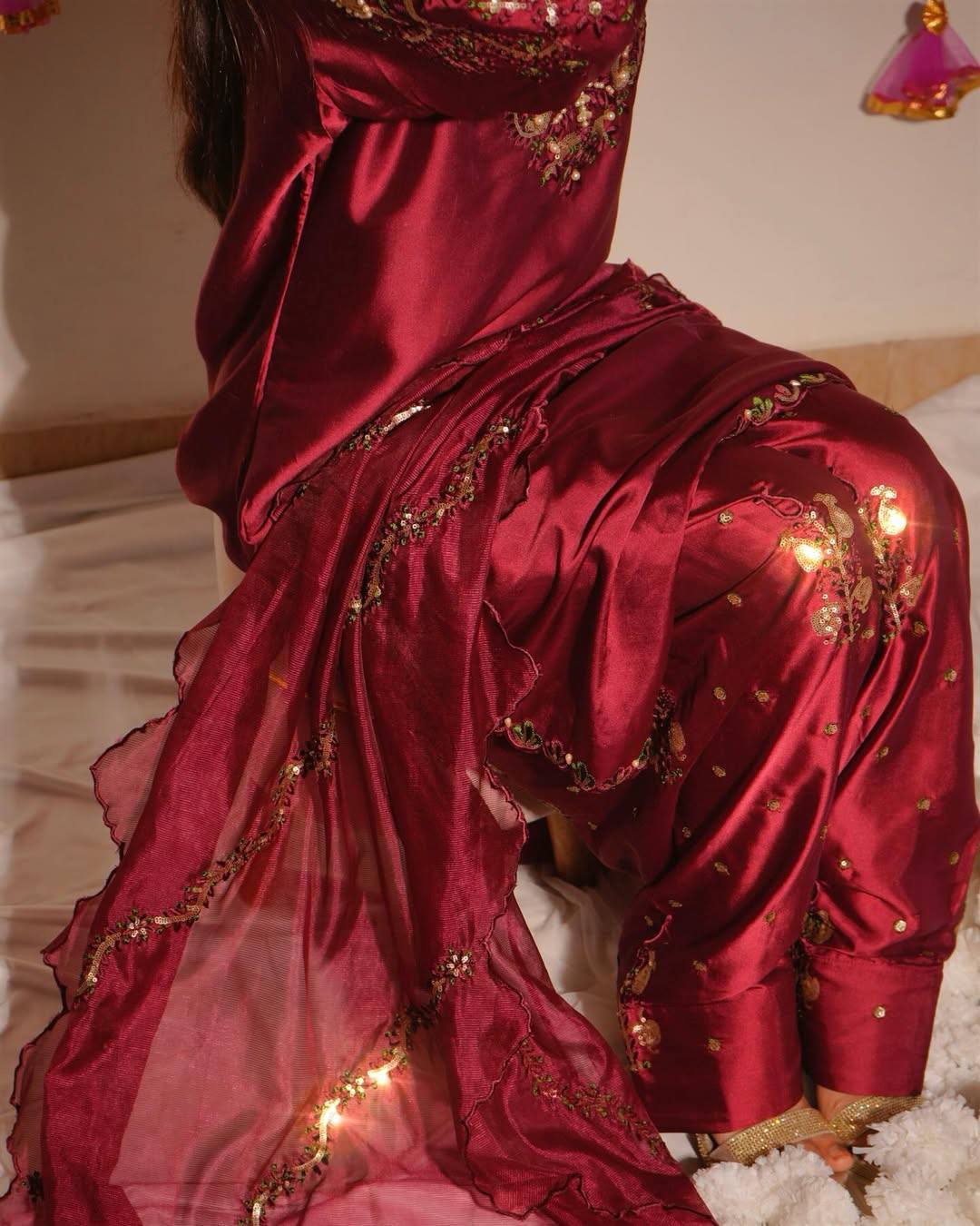Alina Japan Satin Embroidered Farshi Set