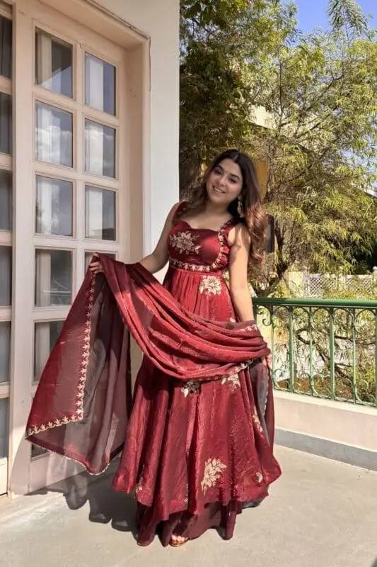 Premium Anarkali Jali Plazo Set