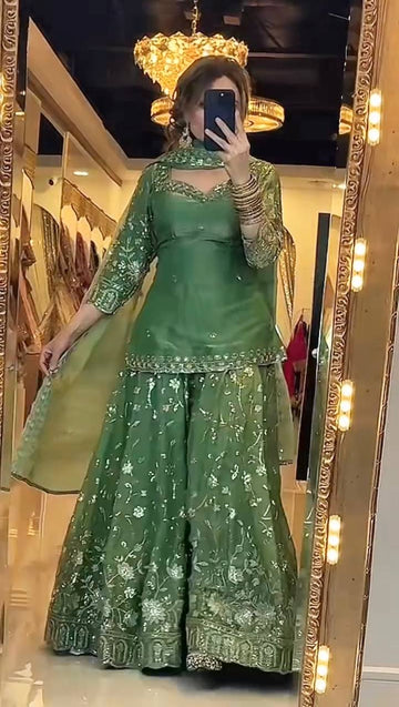 Zeenat Zari Embroidered Frendy Silk Palazzo Set