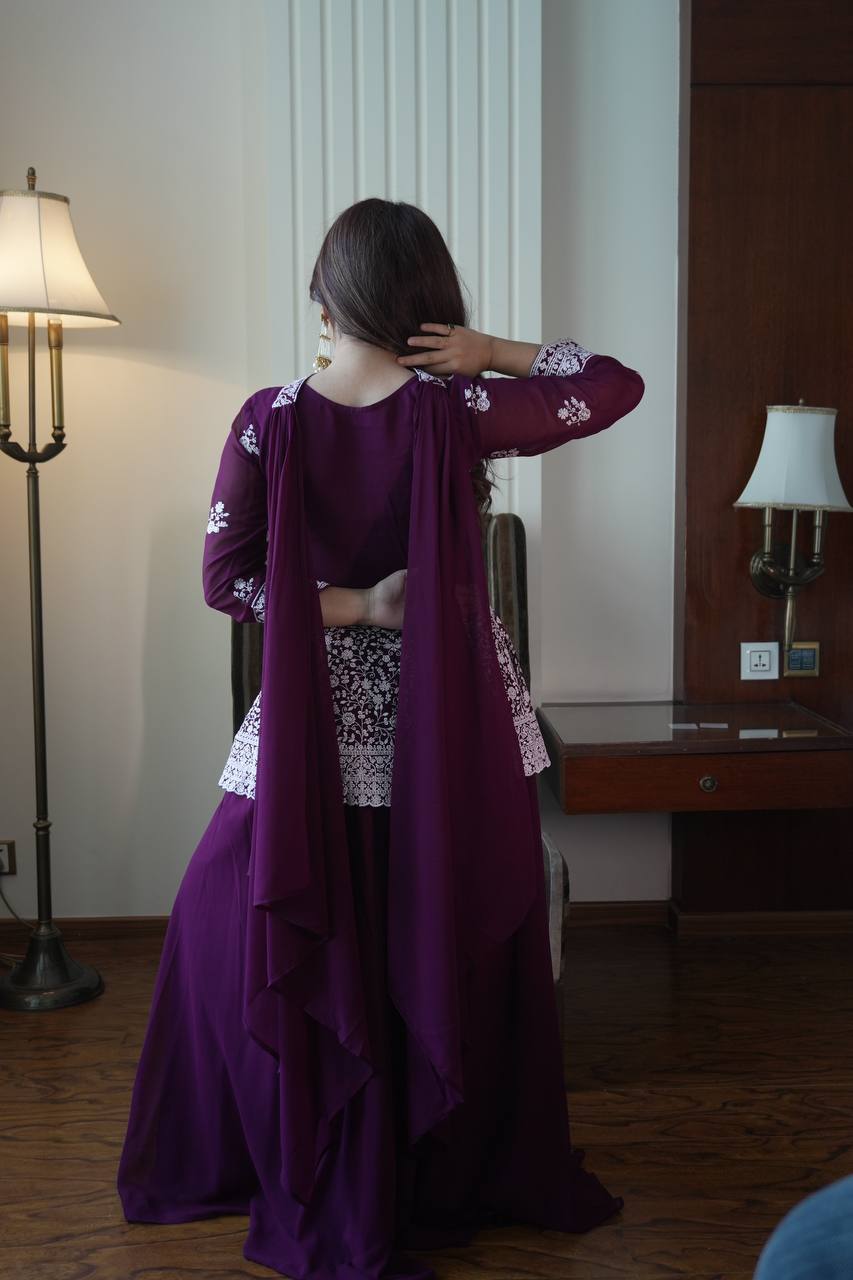 Modern Grace Georgette Embroidered Palazzo Set